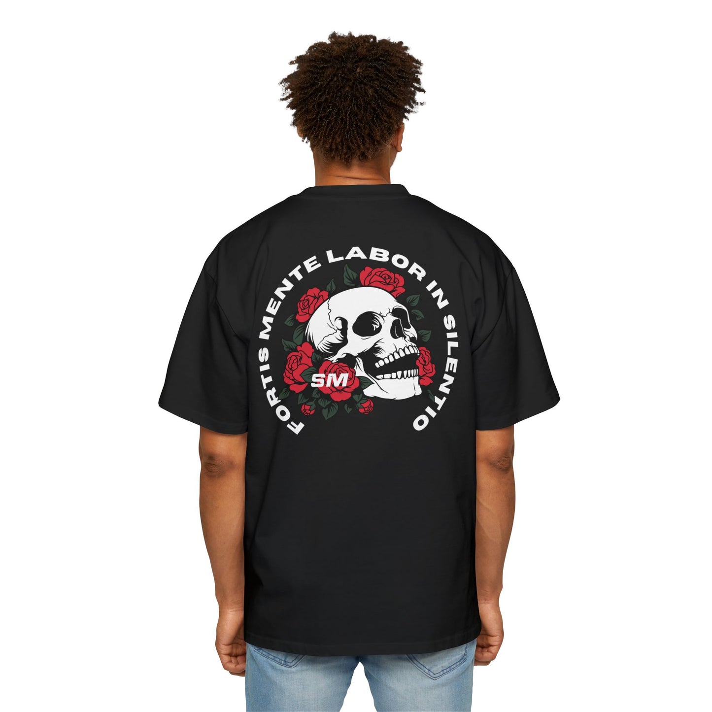 Skull & Roses Tee — 'Mortis Mente Labor in Silento' Graphic Shirt Strong mind. Work in silence