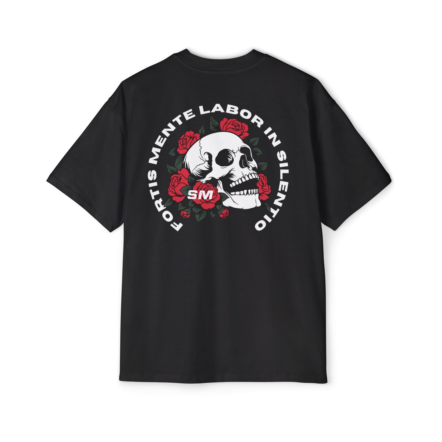 Skull & Roses Tee — 'Mortis Mente Labor in Silento' Graphic Shirt Strong mind. Work in silence
