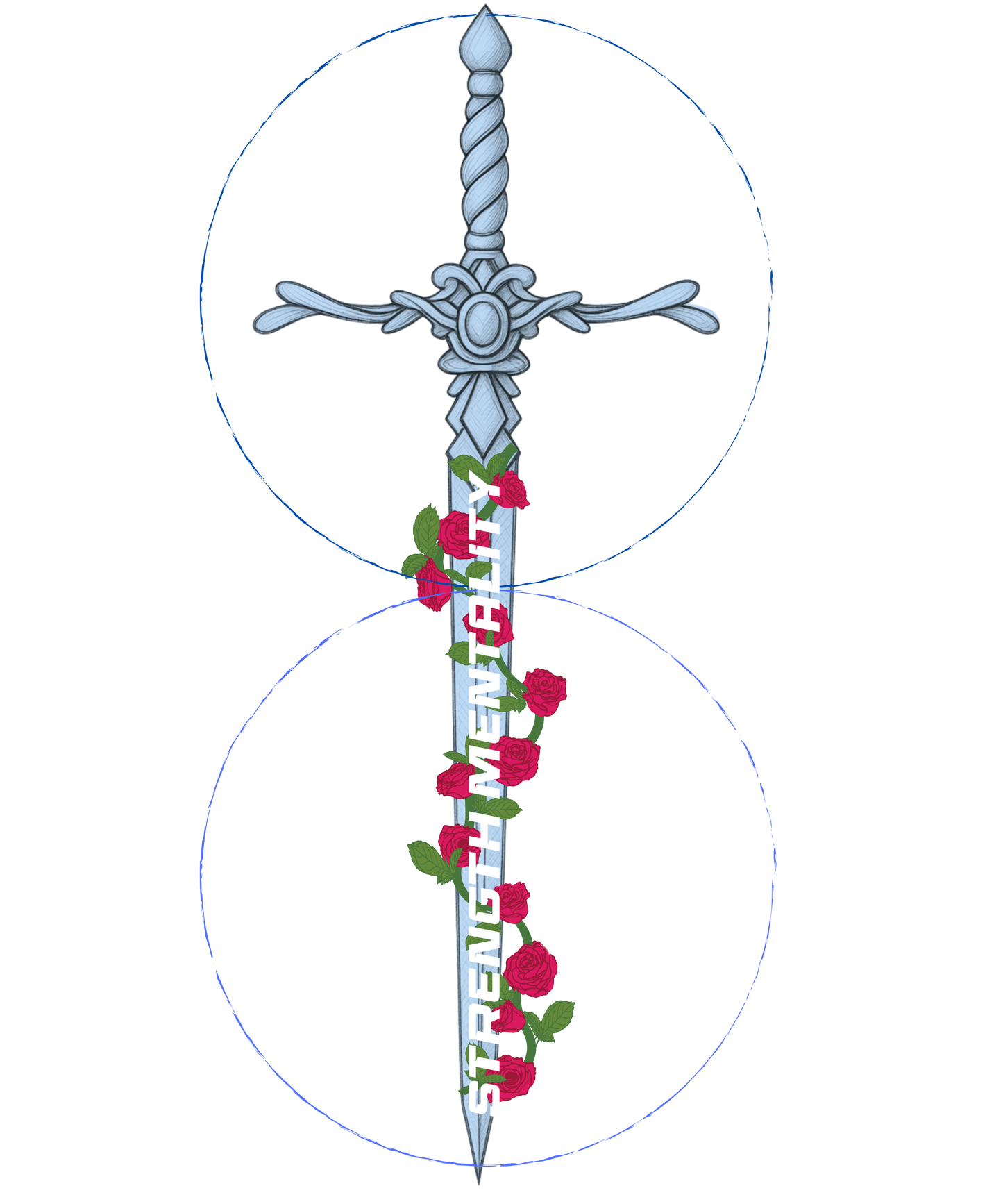 Sword & Roses T‑Shirt — Gothic Sword Back Print with Red Rose Vine