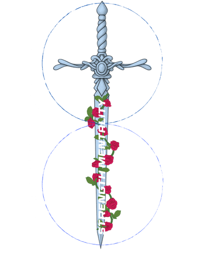Sword & Roses T‑Shirt — Gothic Sword Back Print with Red Rose Vine